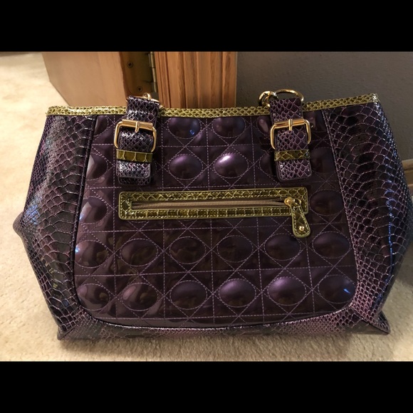 Purple croc embossed handbag - Picture 4 of 8